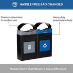 Commercial Zone Avante Series Polyethylene Dual-Stream Trash and Recycling Center, 60 Gallon, Black (787208MSA)