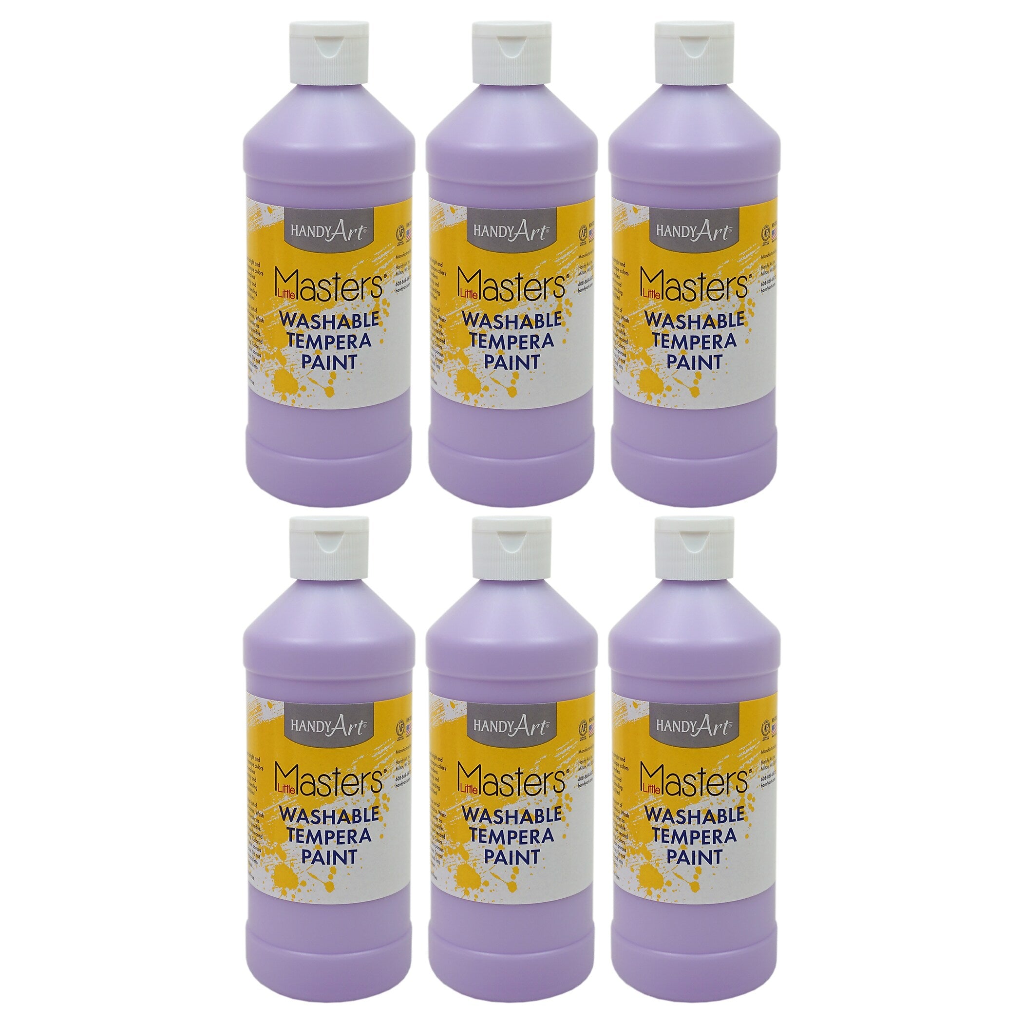 Handy Art Little Masters Washable Pastel Tempera Paint, Light Purple, 16 oz., 6/Bundle (RPC211738-6)