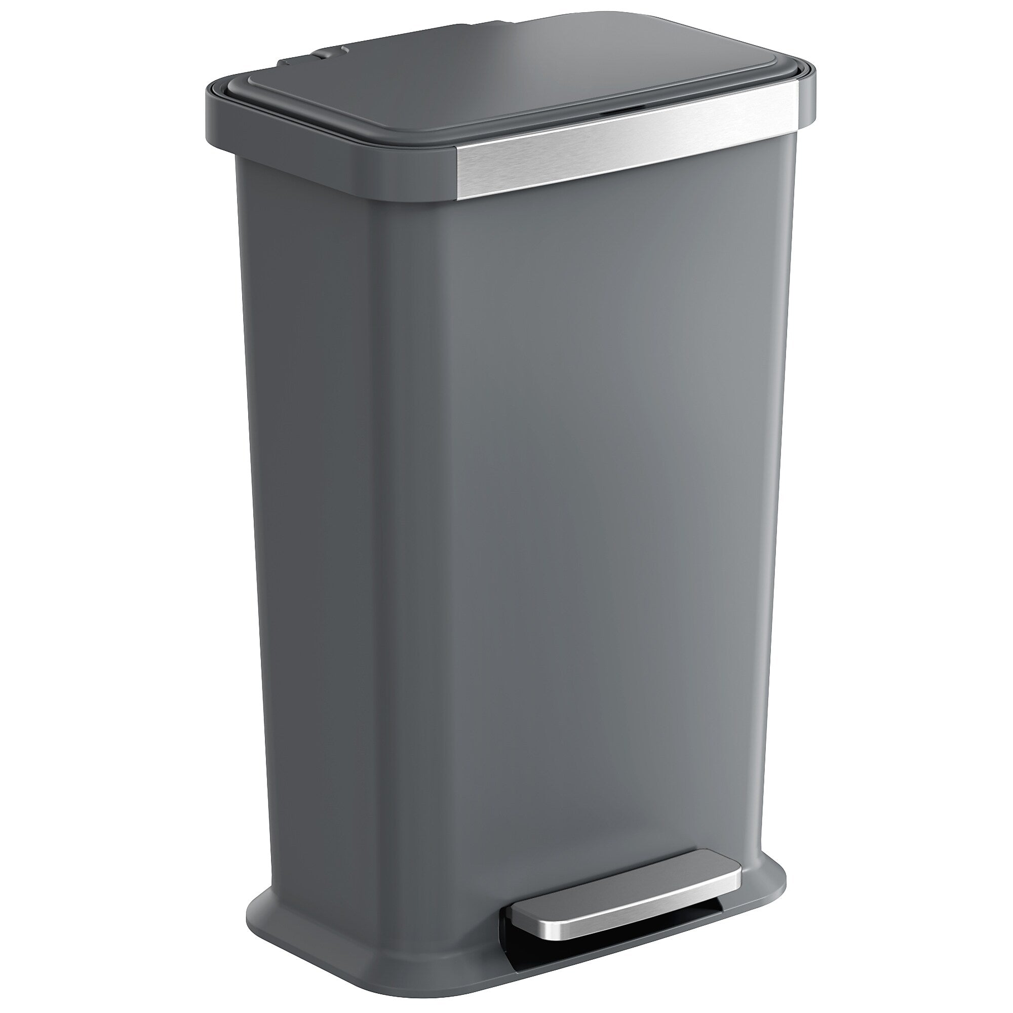iTouchless SoftStep Plastic Step Trash Can, 13.2 Gallon, Gray (PL13GGP)