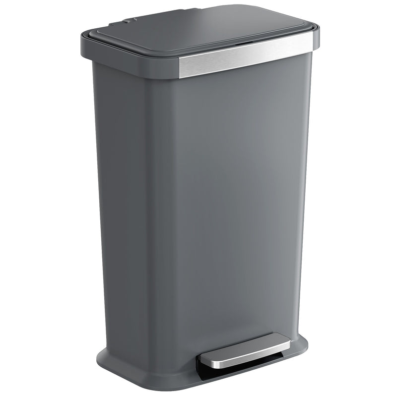 iTouchless SoftStep Plastic Step Trash Can, 13.2 Gallon, Gray (PL13GGP)