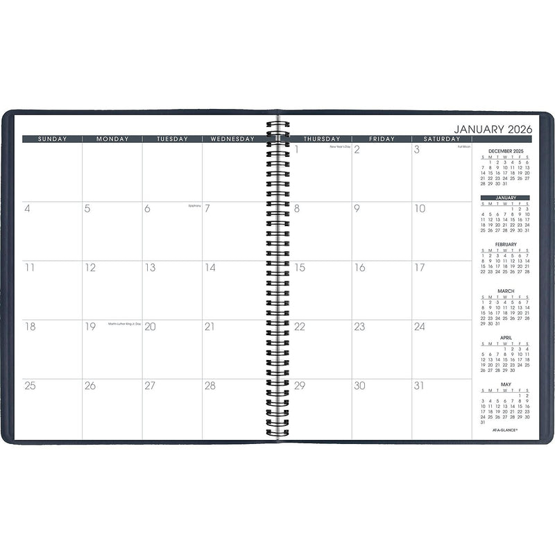 2026 AT-A-GLANCE 9" x 11" Calendar Year/Monthly Planner, Faux Leather Cover, Navy (70-260-20-26)