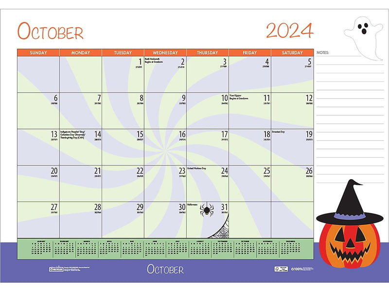2024-2025 House of Doolittle Seasonal Holiday Depictions 22" x 17" Academic Monthly Desk Pad Calendar (1395-25)