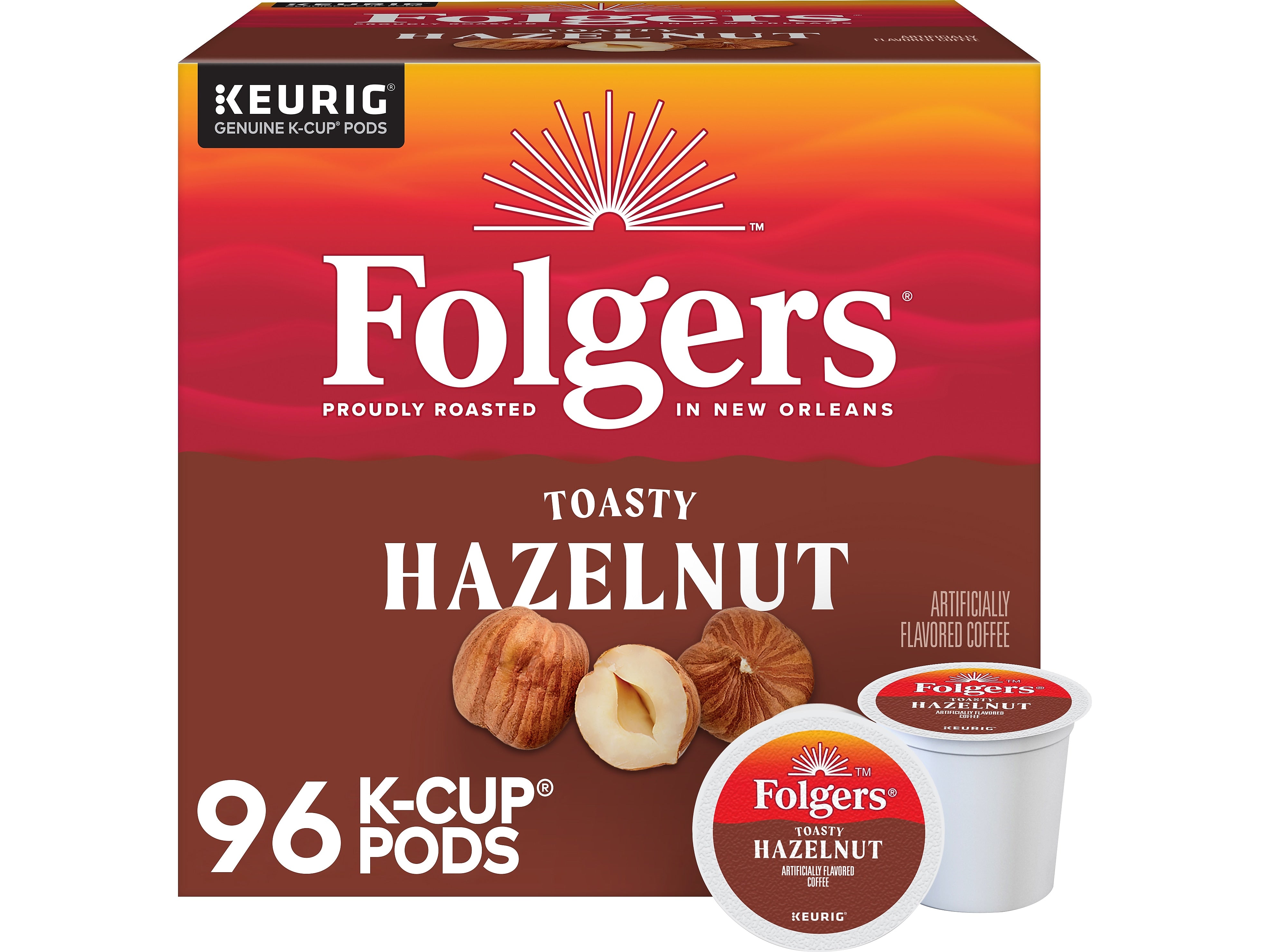 Folgers Toasty Hazelnut Coffee Keurig K-Cup Pods, Medium Roast, 96/Box (6109CT)