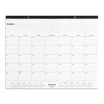 2026 Staples 21.75" x 17" Monthly Desk Pad Calendar, White/Black (ST12951-26)