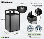 Alpine Industries Steel Outdoor Commercial Trash Can with Ashtray Dome Lid, 40 Gallon, Silver, 2/Pack (ALP472-40-SIL-2PK)