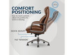 La-Z-Boy Nova Ergonomic Polyurethane Swivel Executive Chair, Cognac (52372-CBRN)