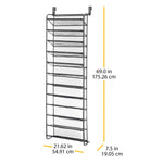 Whitmor 36-Pair Over-the-Door Shoe Rack, Gunmetal (6037-7037-GM-SIOC)
