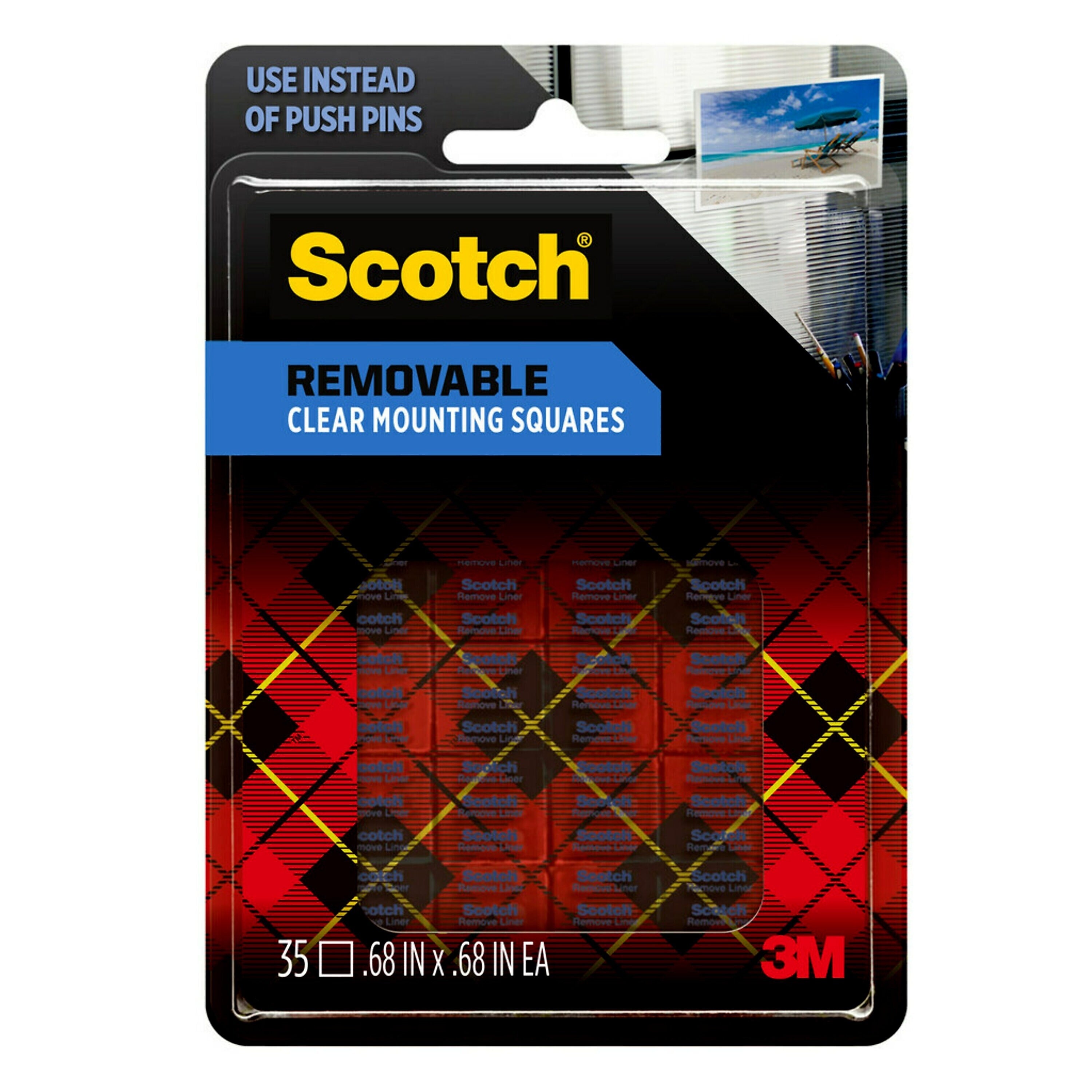 Scotch Damage Free Small Mounting Squares, 0.125 lb, Clear, 35/Pack (859)