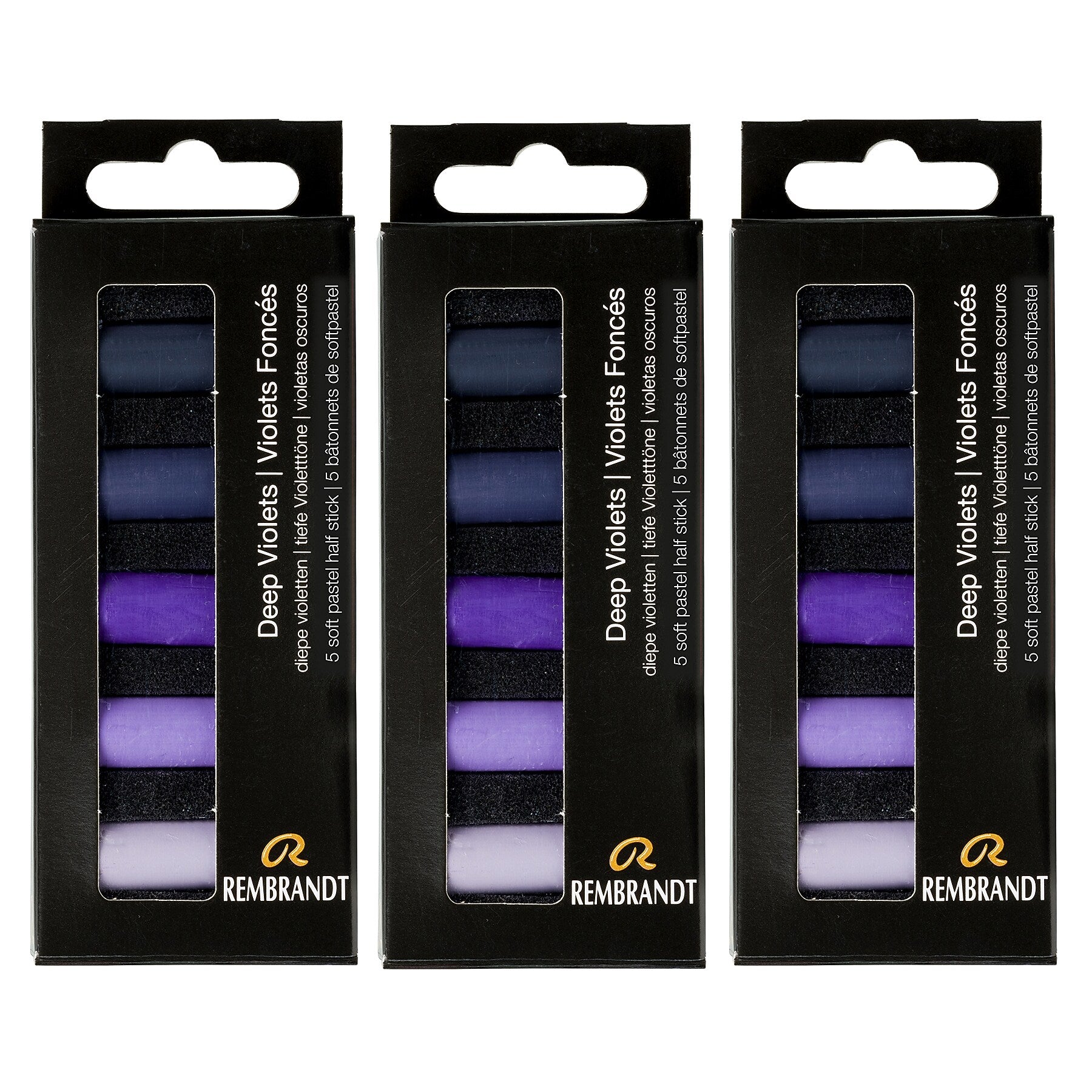Rembrandt Soft Pastels Micro Sets, Deep Violets, 5/Set, 3 Sets/Bundle (RBX31820506-3)