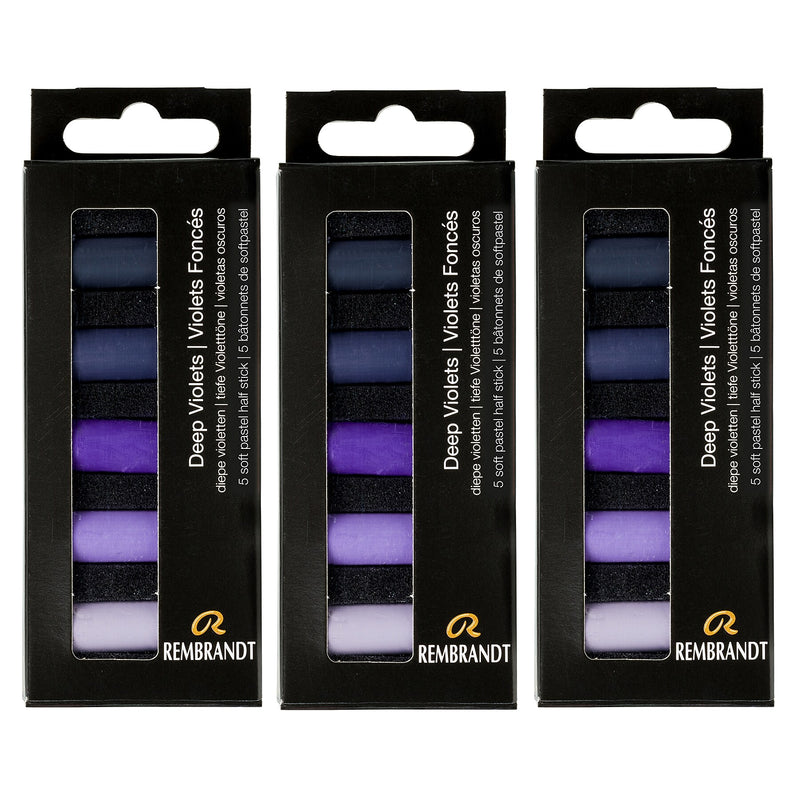 Rembrandt Soft Pastels Micro Sets, Deep Violets, 5/Set, 3 Sets/Bundle (RBX31820506-3)