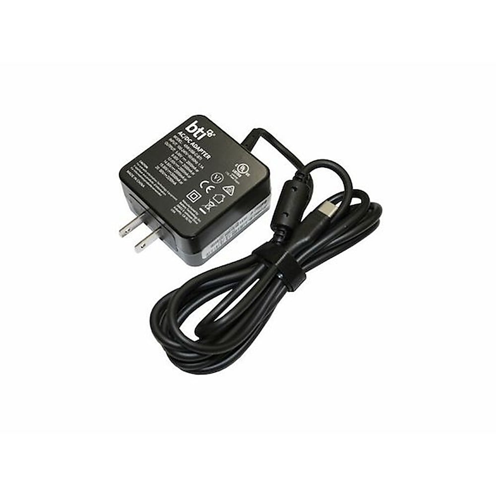 BTI 45W USB-C Laptop Adapter & Charger for HP Chromebook and Lenovo ThinkPad Laptops, Black (02DL121-BTI)
