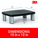 3M Adjustable Monitor Stand, Up to 21" Monitor, Black/Silver (MS80B)
