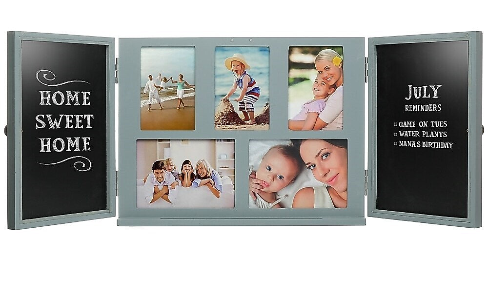 Excello Global Products Barndoor Picture Frame with Chalkboard, Gray (EGP-HD-0413C)