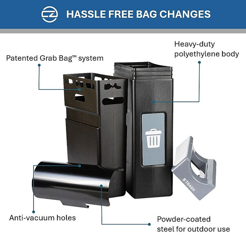 Commercial Zone Avante Polyethylene Trash Can with Cover Lid, 30-Gallon, Black (7873N303A)