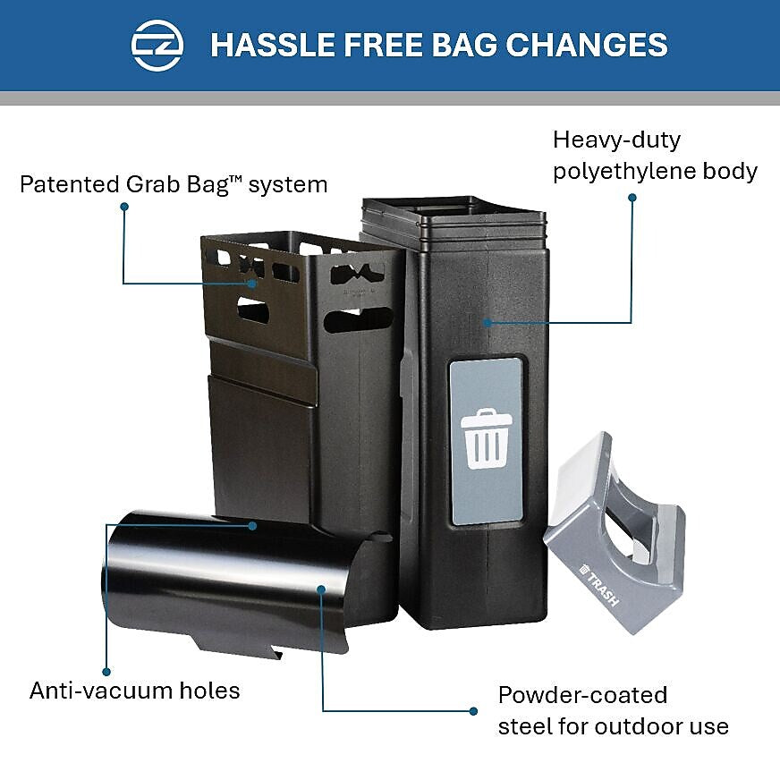 Commercial Zone Avante Polyethylene Trash Can with Cover Lid, 30-Gallon, Black (7873N303A)