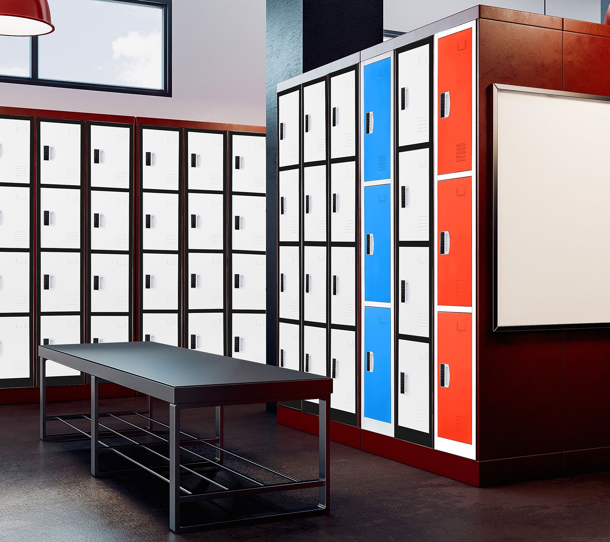 AdirOffice 72"H 4-Tier Black/White Storage Locker (ADI629-204-B-W-DL)