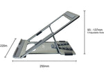 Amer 10" x 6" Aluminum Folding Laptop Stand for 15.6" Laptops, Silver (AMRNS01DG)