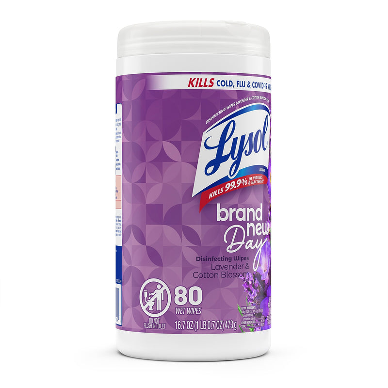 Lysol Brand New Day Disinfecting Wipes, Lavender & Cotton Blossom Scent, 80 Wipes/Canister, 6/Carton (RAC56264CT)