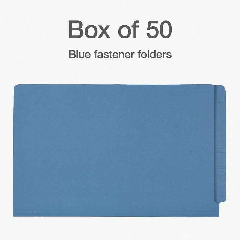 Pendaflex Fastener Folders End Tab File Folder, Straight Cut, Legal Size, PaperStock, Blue, 50/Box(1007058)
