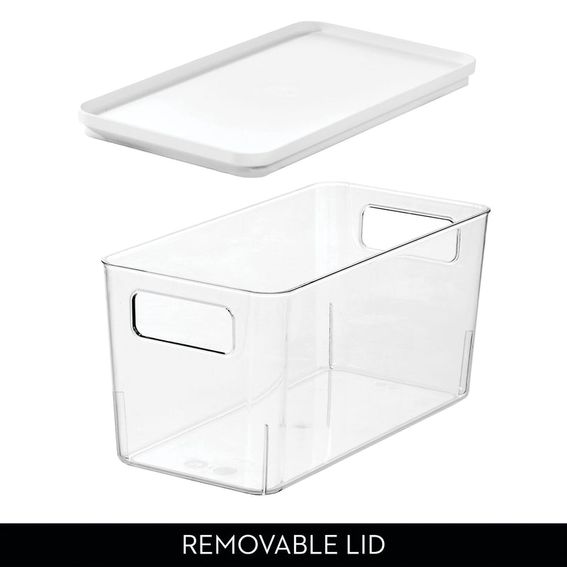 iDESIGN Stackable Plastic Storage Bin with Lid, 6" x 12"x 6", Clear, 3/Pack (29121M3)