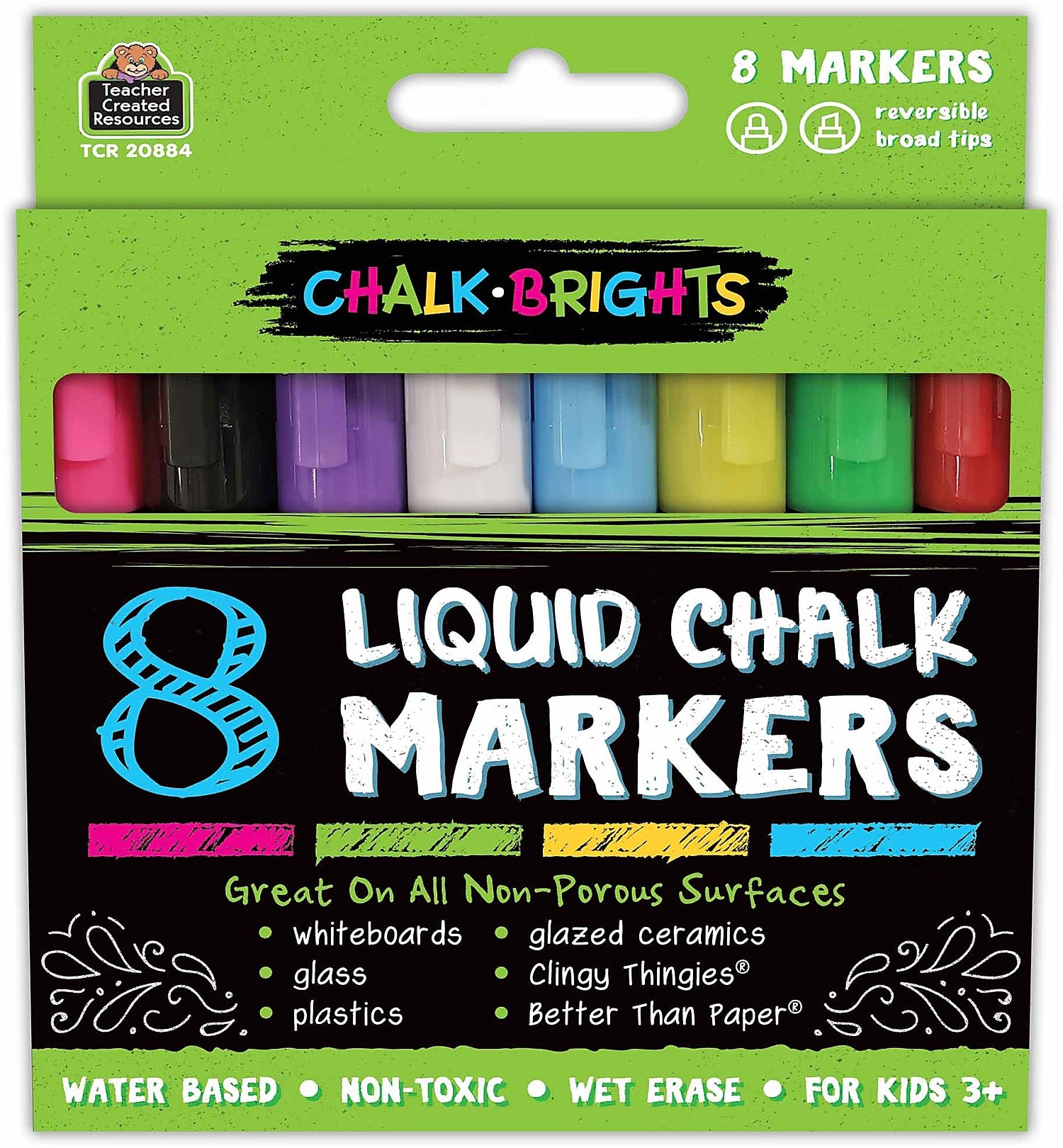 Teacher Created Resources Chalk Brights Liquid Chalk Markers, 8/Pack (TCR20884)