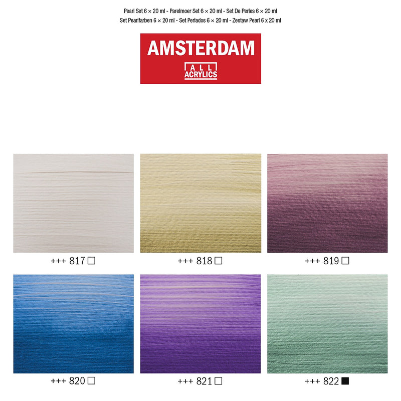 Amsterdam Pearlescent Acrylic Paint, Assorted Colors, 6/Pack (AMS17820506)