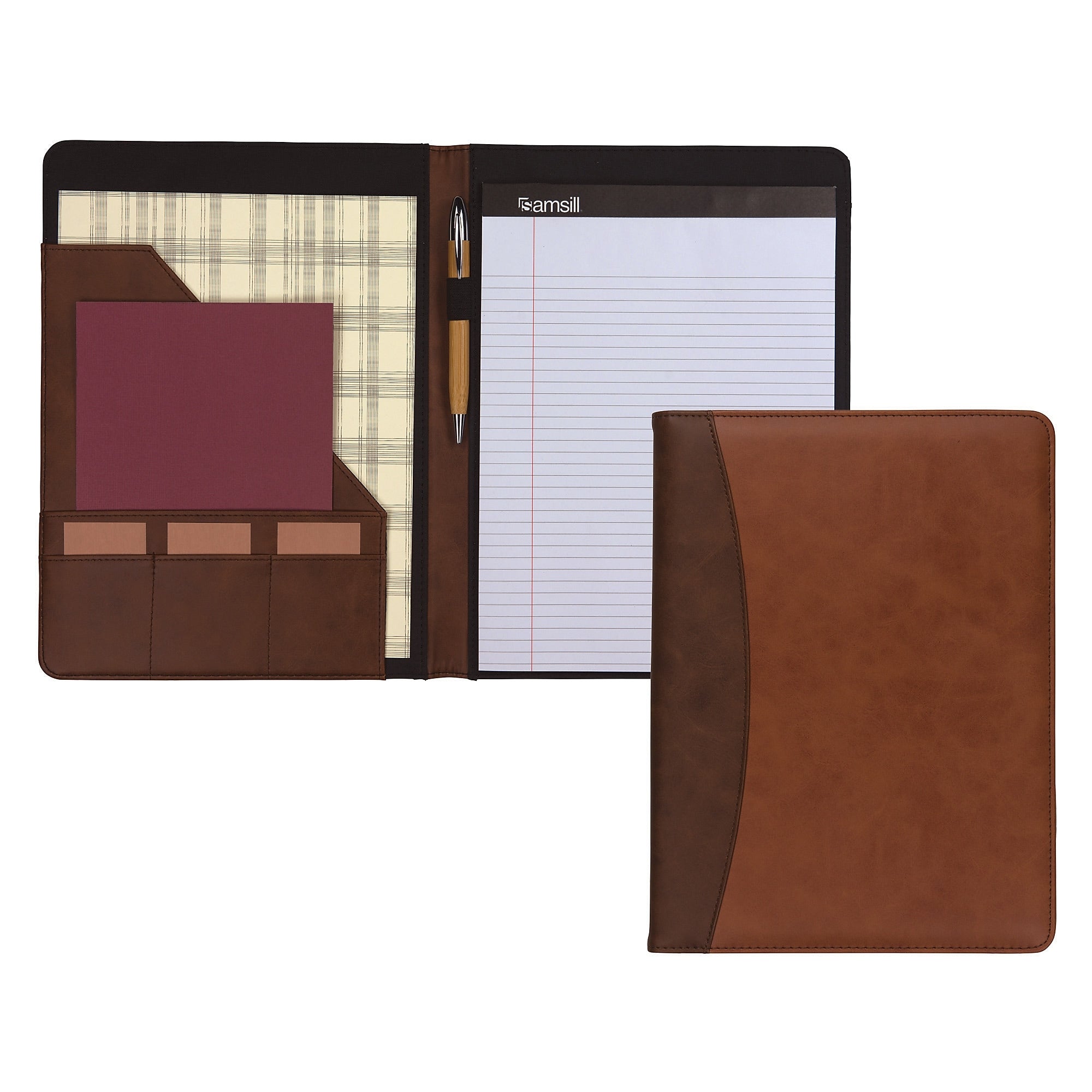 Samsill Faux Leather Padfolio, Tan/Brown (SAM71656)