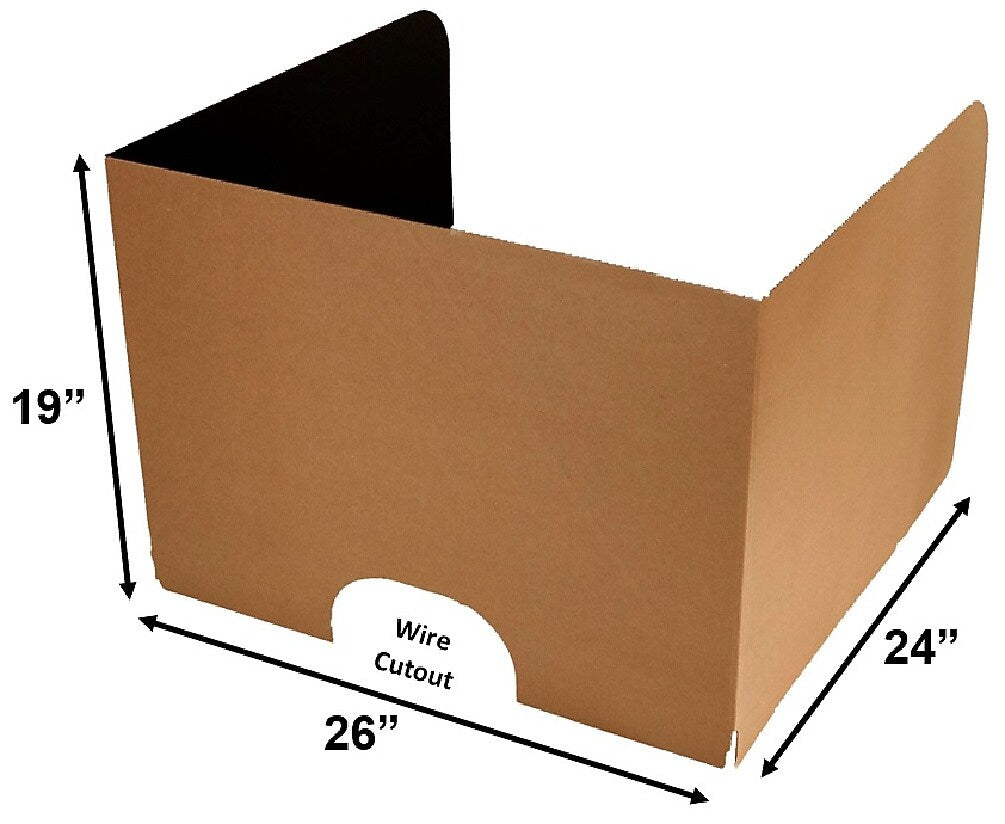 Classroom Products Foldable Cardboard Freestanding Privacy Shield, 19"H x 26"W, Black/Kraft, 20/Box (VB1920 BK)
