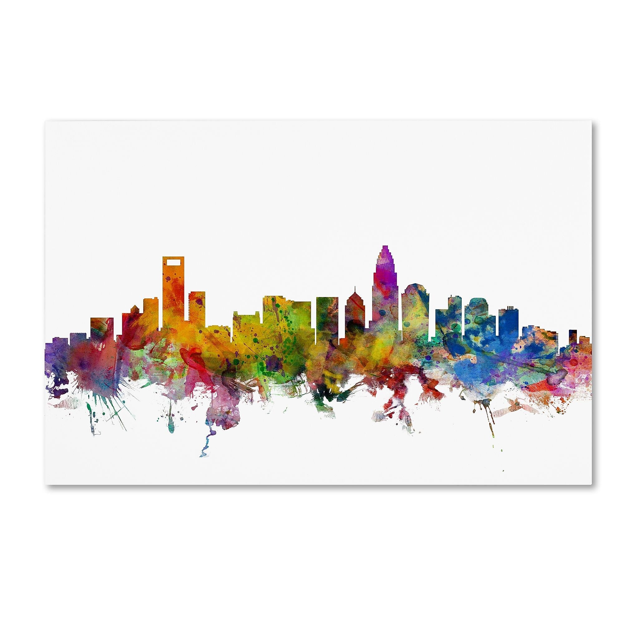 Trademark Fine Art ''Charlotte North Carolina Skyline'' by Michael Tompsett 16" x 24" Canvas Art (MT0573-C1624GG)
