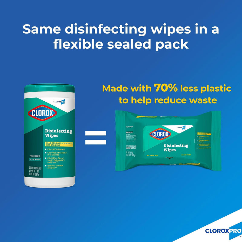 Clorox CloroxPro Disinfecting Wipes, Fresh Scent, 70 Wipes/Container, 9/Carton (60034CT)