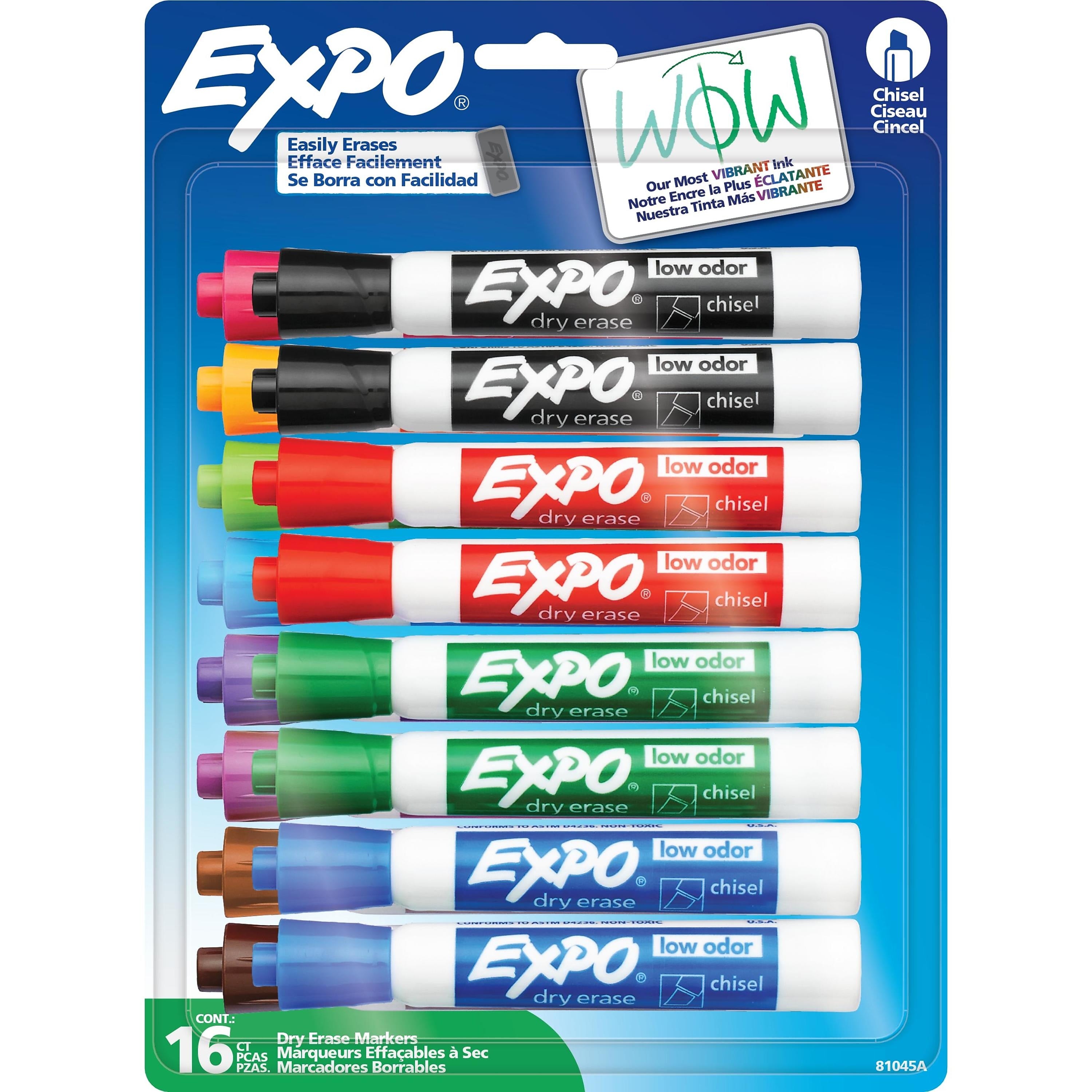 Expo Dry Erase Markers, Chisel Tip, Assorted Colors, 16/Pack (81045)