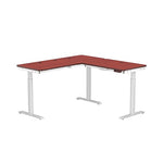 VersaDesk PowerLift 60"W Electric L-Shaped Adjustable Standing Desk, Cherry/White (PLLSD6060-WC-APP)