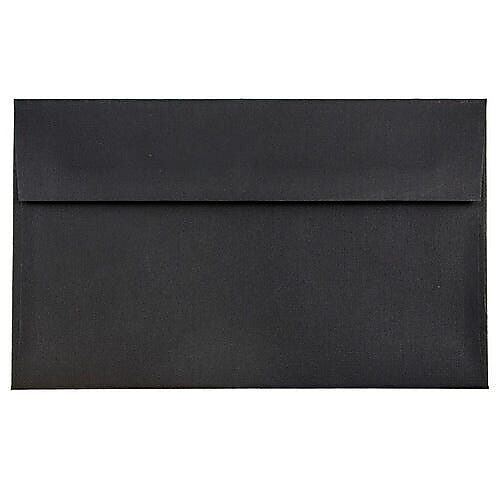 JAM Paper A9 Booklet Envelope 5 3/4" x 8 3/4", Black Linen, 100/Pack (900906807d)