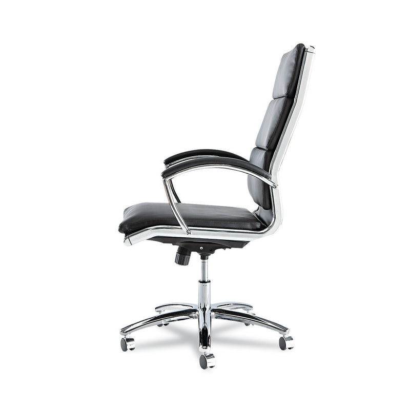 Neratoli High-Back Swivel/Tilt Chair , Black Soft-Touch Leather , Chrome Frame