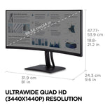 ViewSonic ColorPro 34" Curved 75Hz LED Monitor, Black (VP3456A)