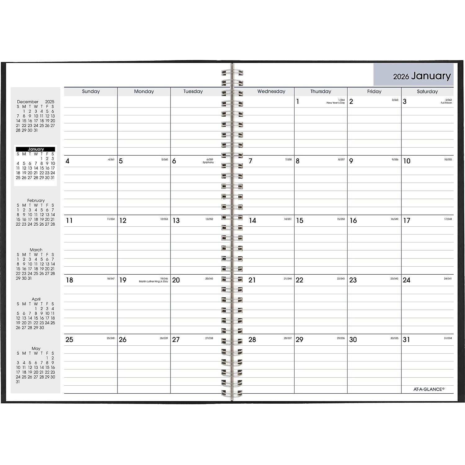 2026 AT-A-GLANCE DayMinder 8" x 12" Monthly Planner, Faux Leather Cover, Black (SK2-00-26)