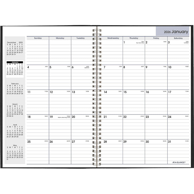 2026 AT-A-GLANCE DayMinder 8" x 12" Monthly Planner, Faux Leather Cover, Black (SK2-00-26)