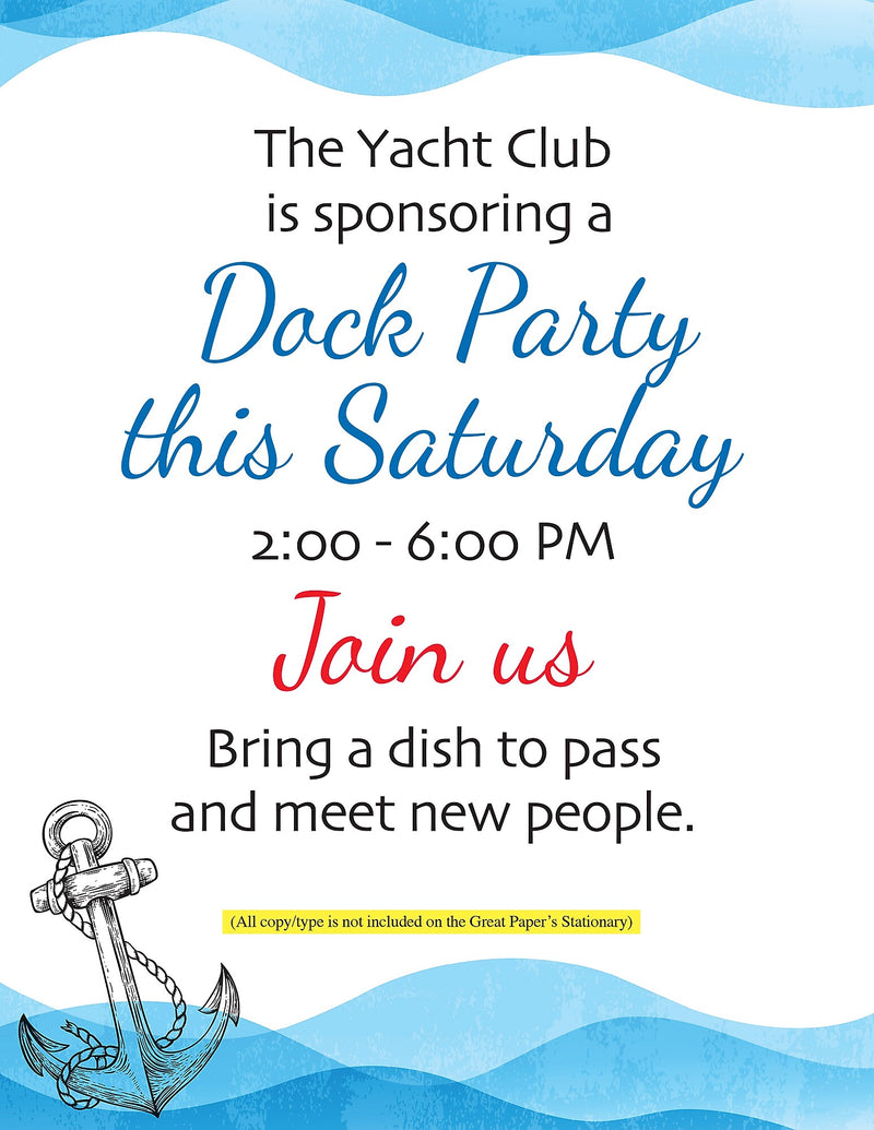 Great Papers Ocean Nautical Anchor Everyday Letterhead, Multicolored, 50 Sheets/Pack (2025015)