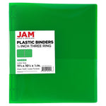 JAM Paper 1/2" 3-Ring Flexible Poly Binder, Green (PB75237GR)
