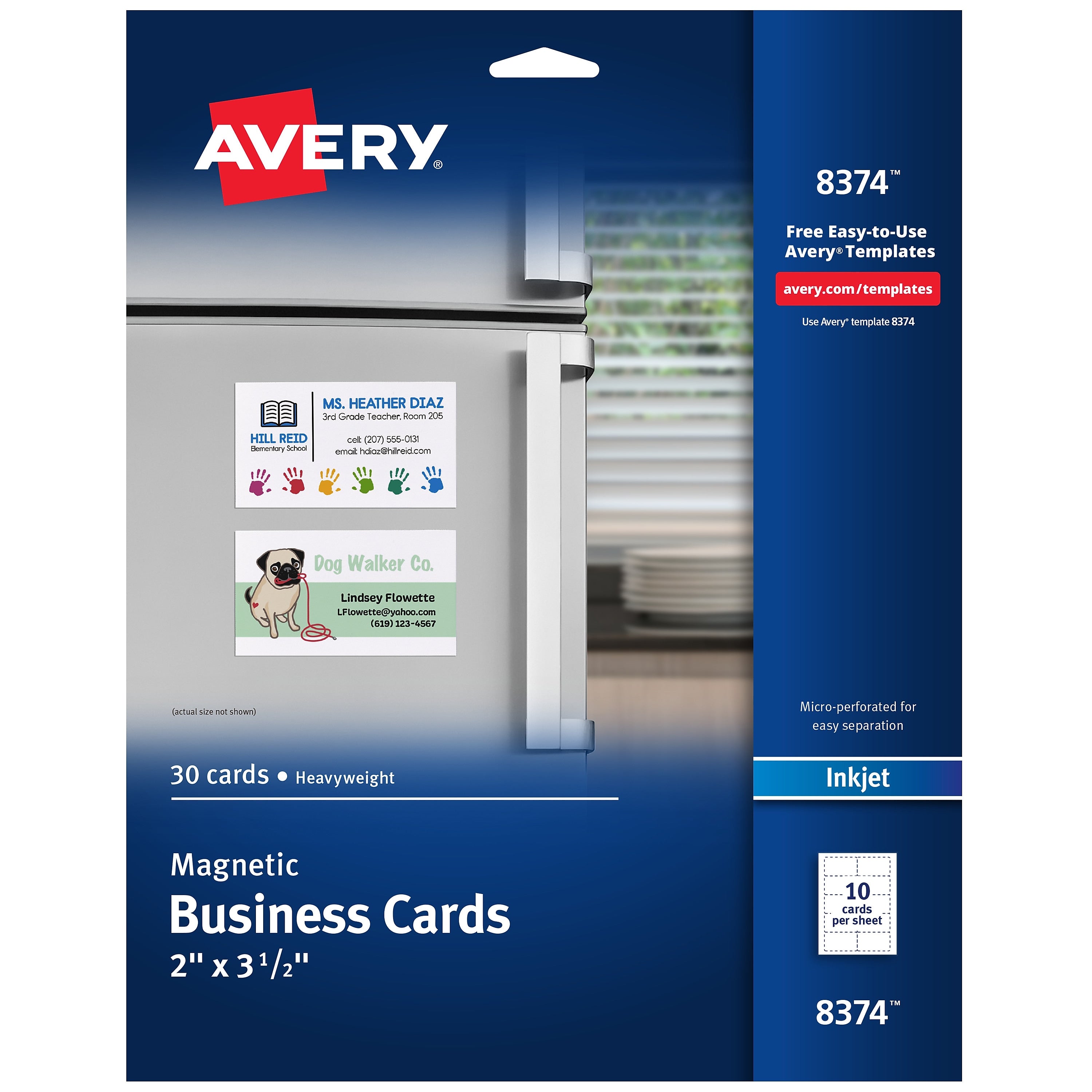 Avery Magnetic Business Cards, 2" x 3 1/2", Matte White, 30/Pack (8374)