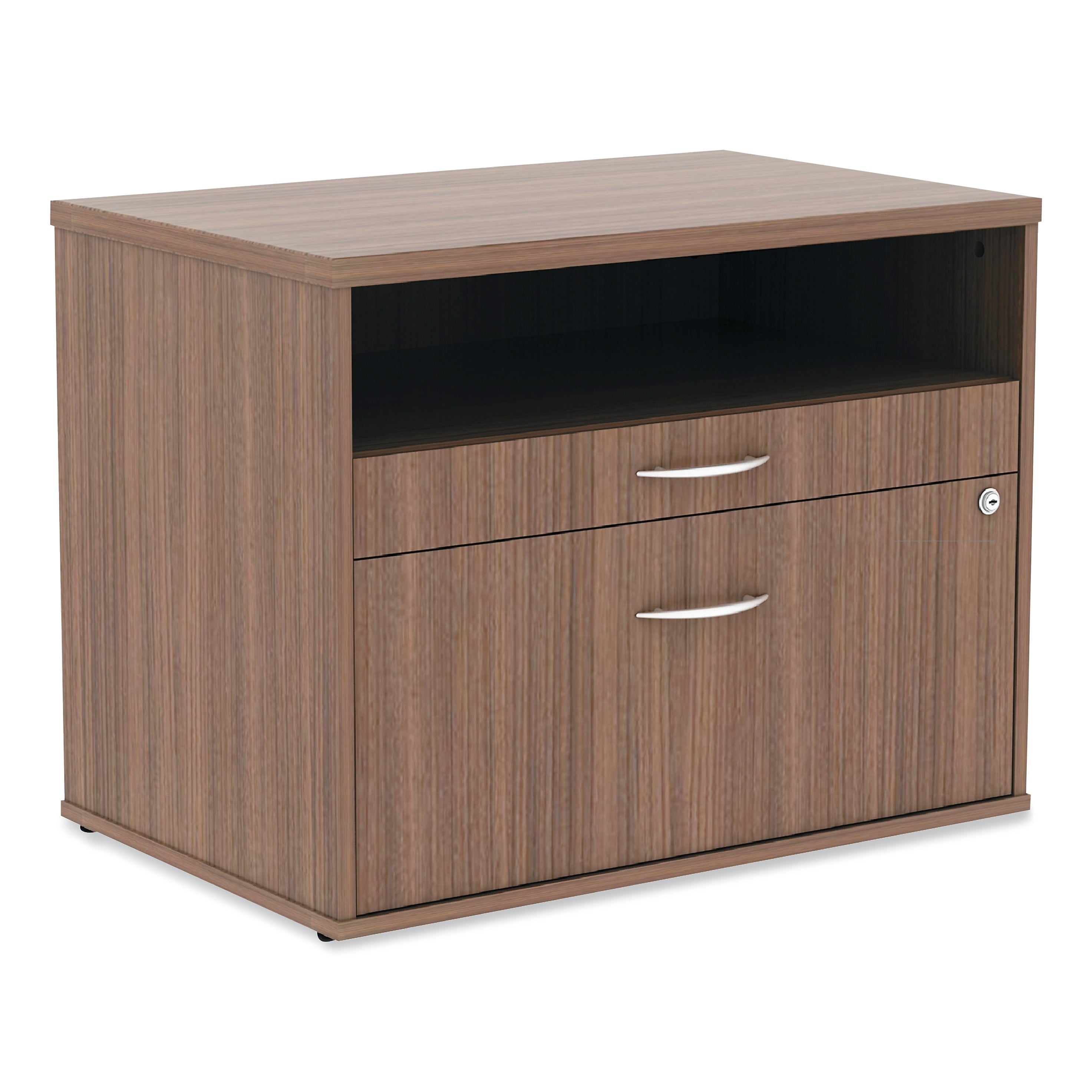 Alera®,  Open Office Series Low File Cabinet Credenza, 29 1/2×19 1/8×22 7/8,Modern Walnut
