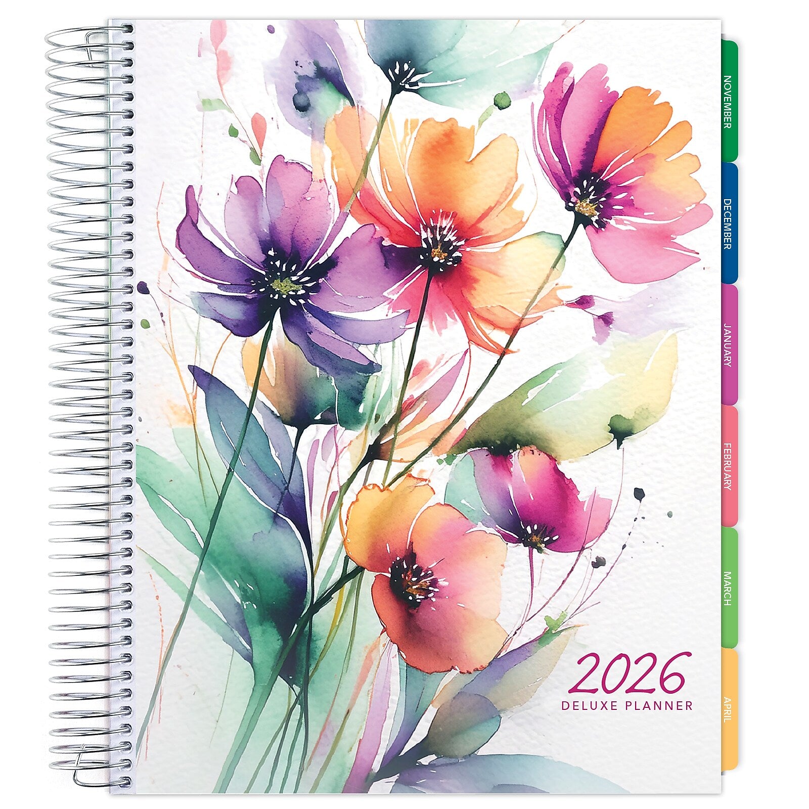 2026 Global Printed Products Rainbow Floral 8.5" x 11" Weekly & Monthly Planner, Paperboard Cover (NRY26-DCY-53)