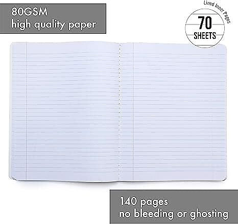 Pukka Pad Rochelle & Jess Composition Notebooks, 7.5" x 9.75", College Ruled, 70 Sheets, Assorted Colors, 3/Pack (9107-ROC)