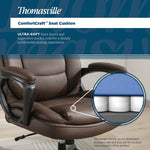 Thomasville Lansing Ergonomic Polyurethane Big & Tall Chair, 400 lb. Capacity, Dark Walnut Brown (52398-DBRN)