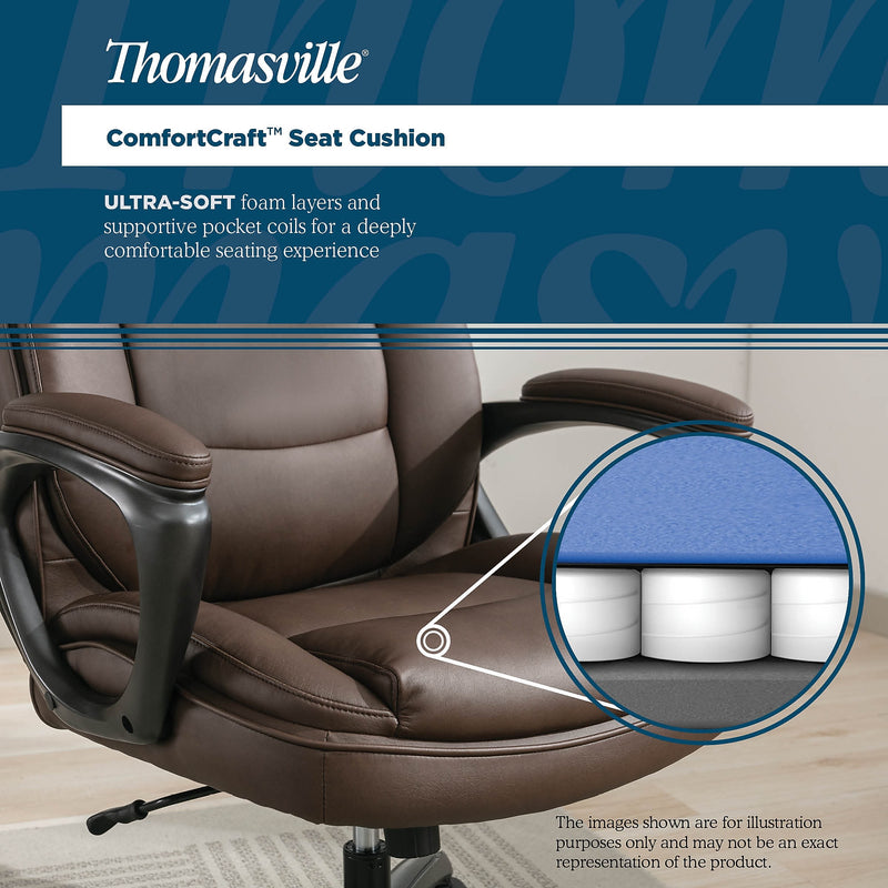 Thomasville Lansing Ergonomic Polyurethane Big & Tall Chair, 400 lb. Capacity, Dark Walnut Brown (52398-DBRN)