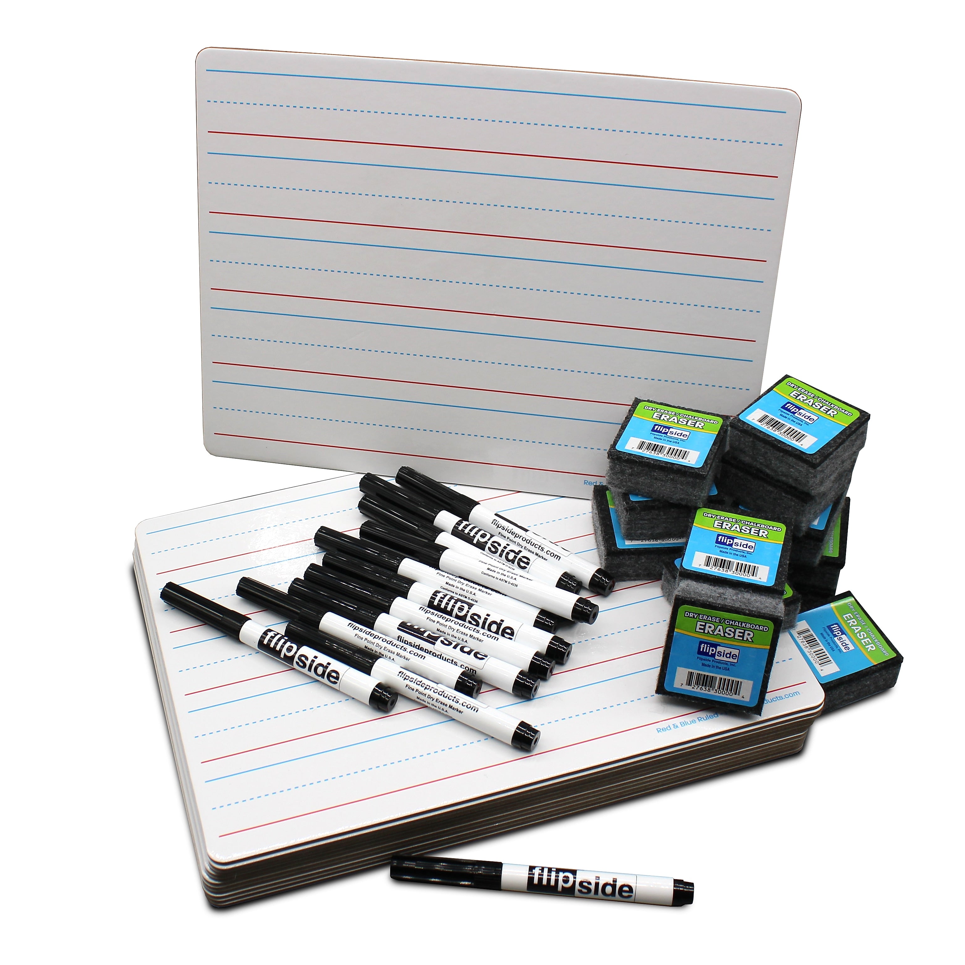 Flipside Dry-Erase Mobile Whiteboard with Eraser and Pen, 0.75' x 1', 12/Pack (21034)