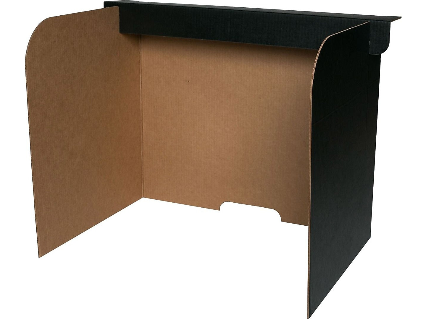 Flipside Foldable Cardboard Freestanding Desktop Privacy Screen w/Pass-through Window, 18"H x 54"W, Black, 24/Pack (61855)