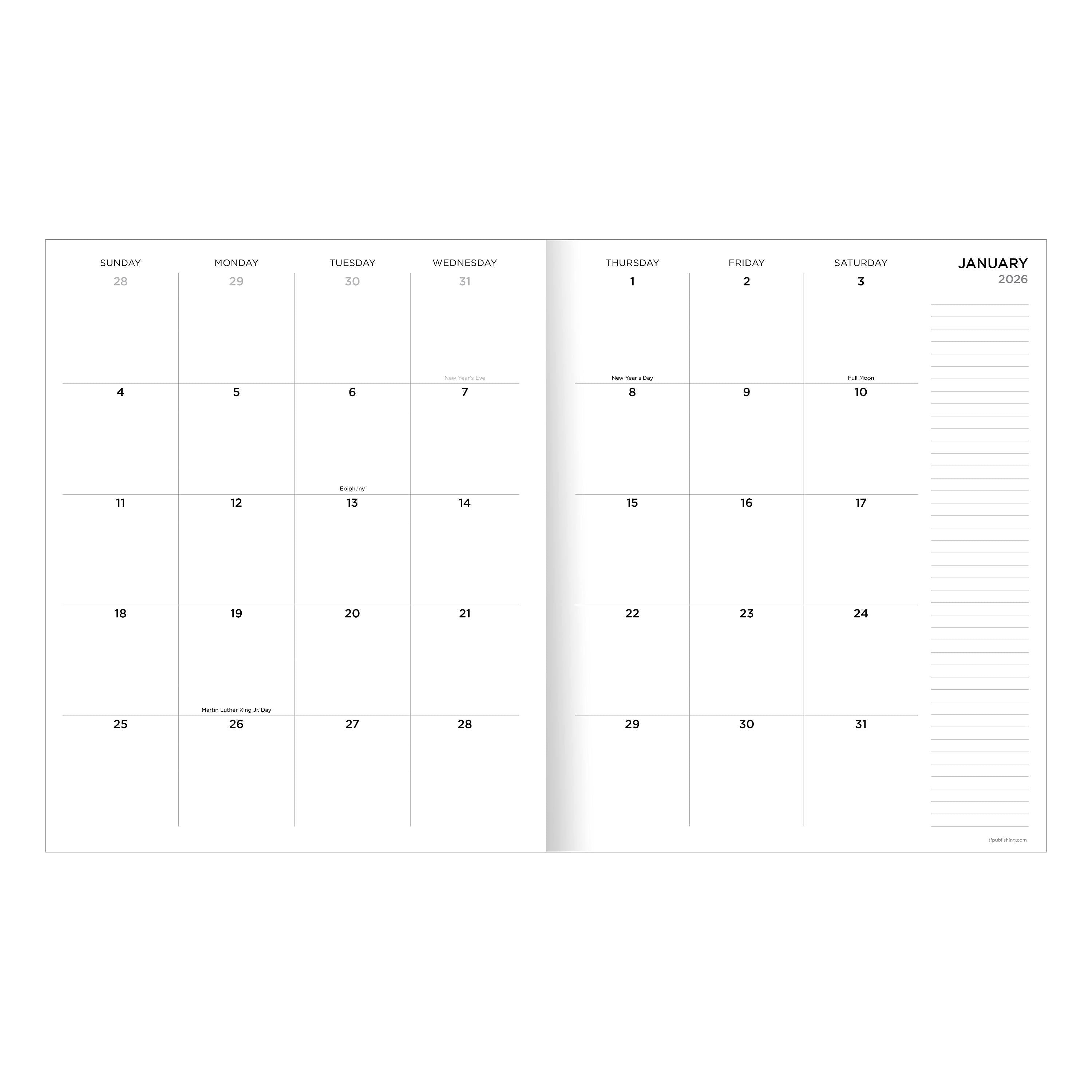 2026 TF Publishing Washed Oak 9" x 11" Monthly, Paperboard Cover, Multicolored (26-4710)