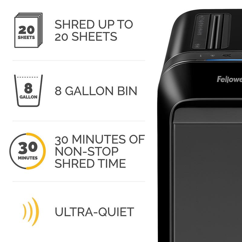 Fellowes LX220 20-Sheet Micro-Cut Shredder, Black (5015401)