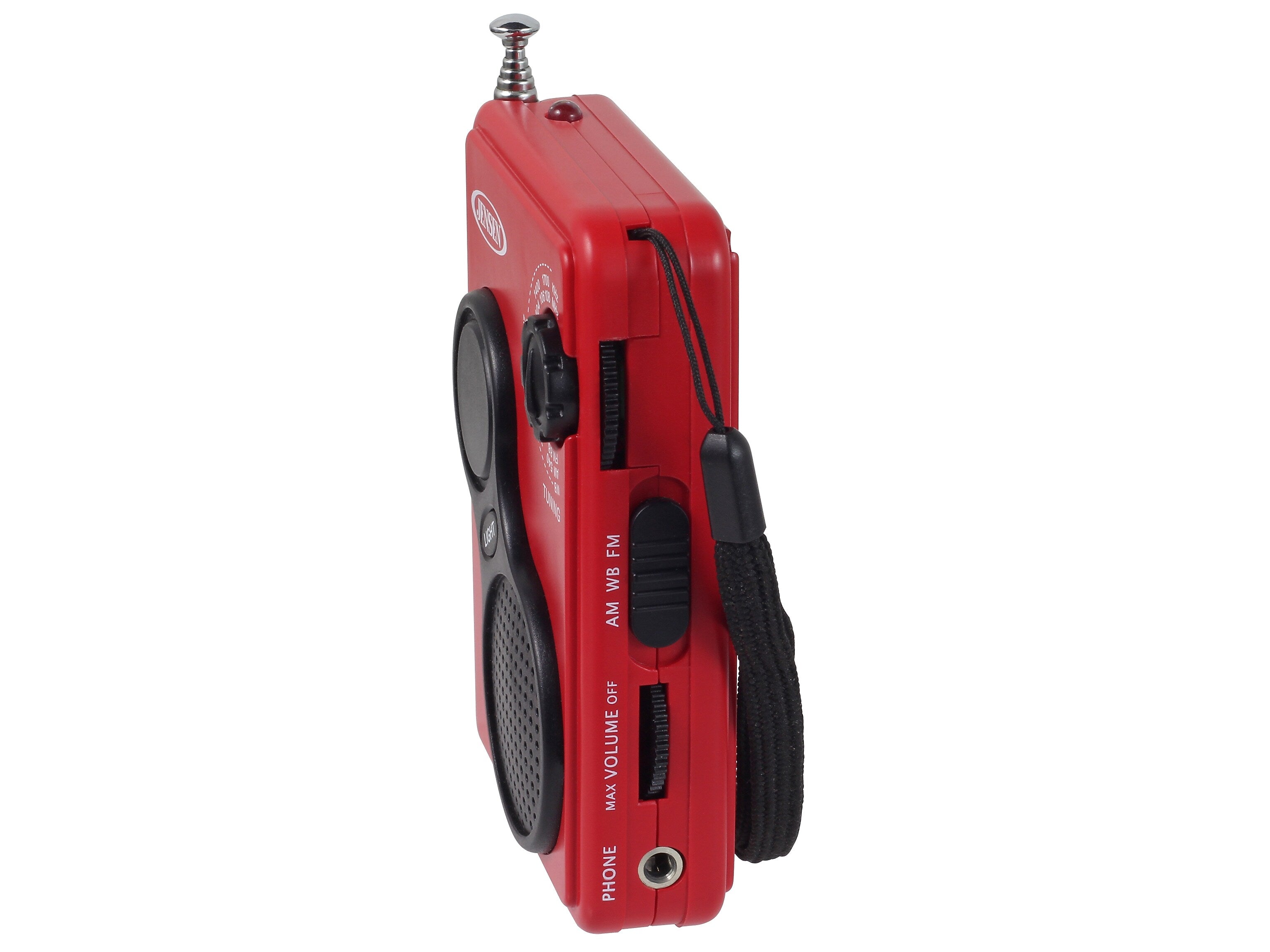 Jensen Wireless AM/FM Weather Band Radio with Flashlight, Red/Black (JEP-100)